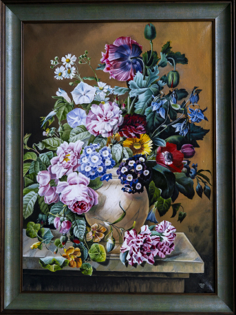 Vase of Flowers on a Marble Table vase